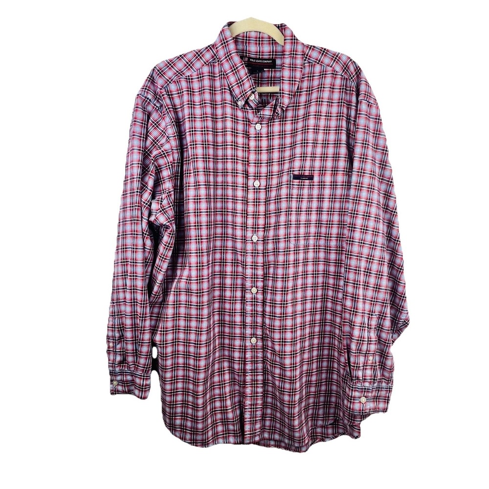Polo Jeans Ralph Lauren Men's Shirt Large Red Blue White Plaid‎ Button Up Pony